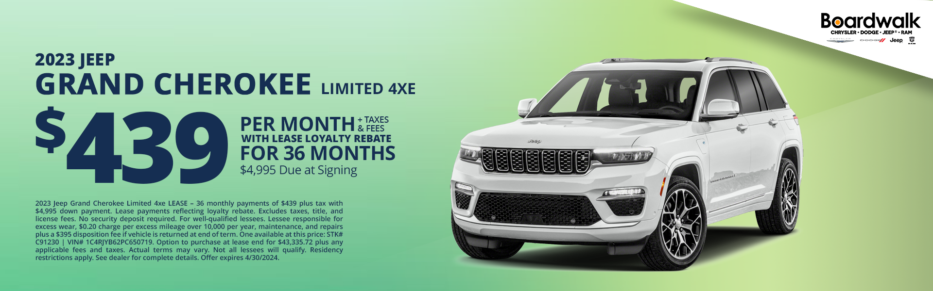 2023 Jeep Grand Cherokee Limited 4XE $439 per month lease